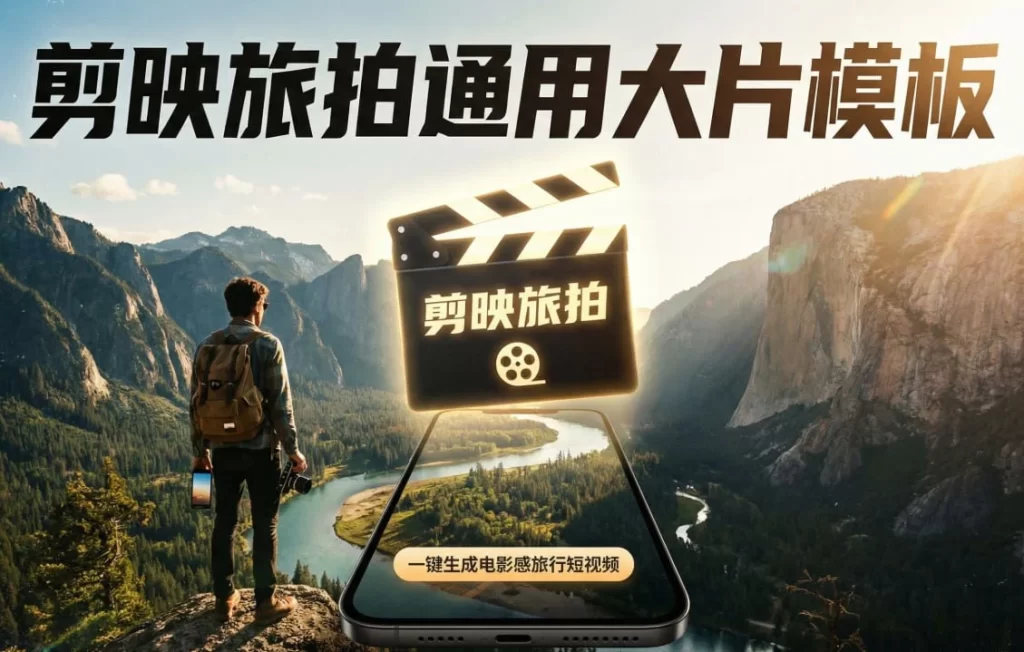 剪映旅拍通用大片模板，一键生成电影感旅行短视频-橘子资源网