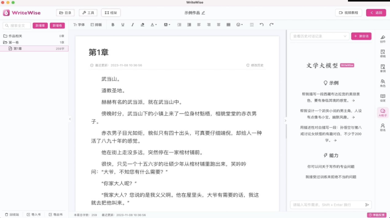 WriteWise - AI小说网文写作工具 v1.0.3 绿色便携版-橘子资源网