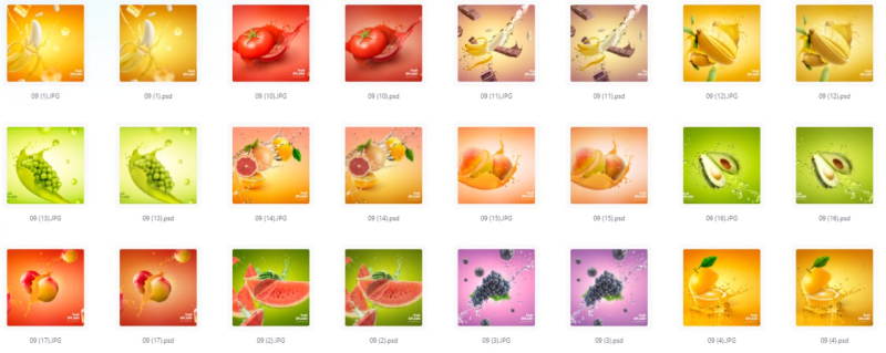 餐饮水果PS模版设计素材17款-橘子资源网