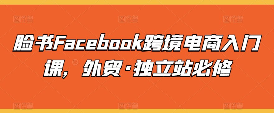 脸书跨境电商入门课-橘子资源网