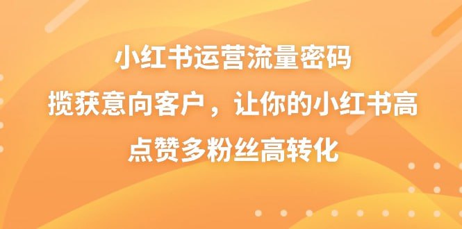 【小红书运营的流量密码】，揽获意向客户，让你的小红书高点赞多粉丝高转化-橘子资源网