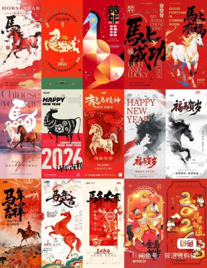 80款2026马年新年海报PSD素材-橘子资源网