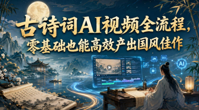 古诗词AI视频全流程，零基础也能高效产出国风佳作！-橘子资源网